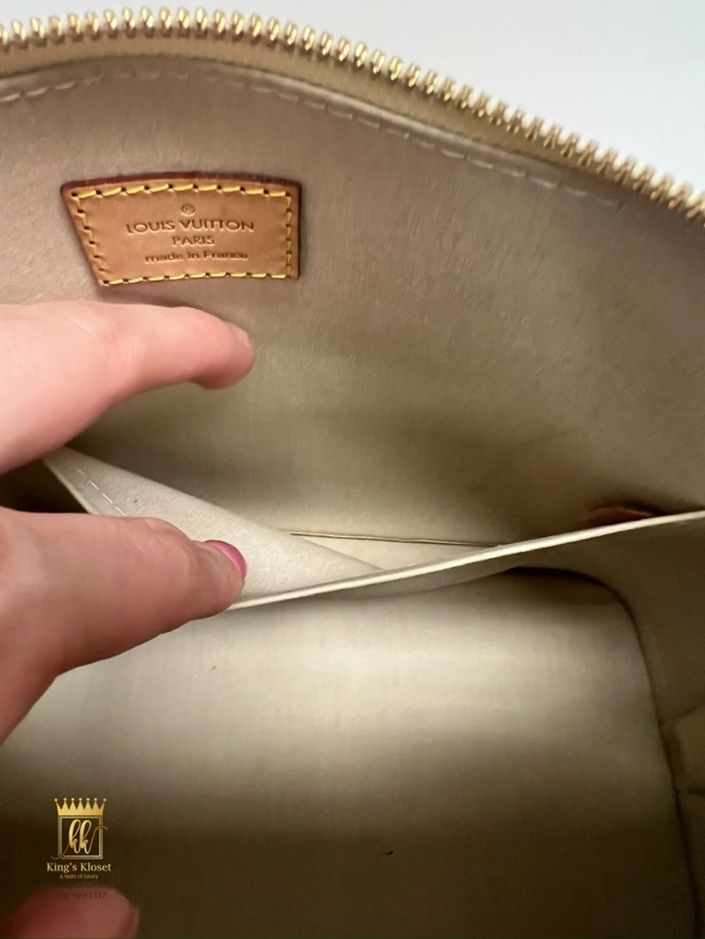 Louis Vuitton Olive Patent Vernis Alma Satchel - Picture 9 of 14